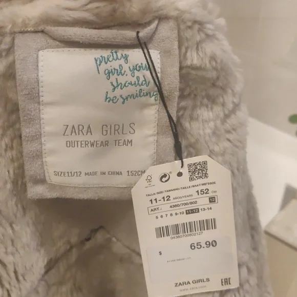 Zara Girl Faux Suede Fur Double Face Moto Jacket. Size 11/12 Girl. Size XSWomen